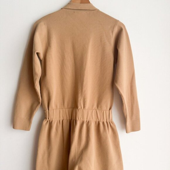 Zara Knit Camel Beige wide Leg Jumpsuit S - Picture 6 of 6